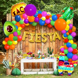 Gold Fiesta with Taco and Cactus Balloons