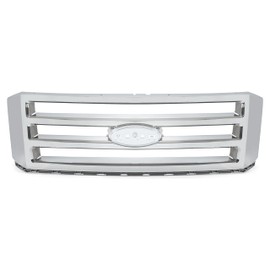 HECASA Front Grille Grill Compatible with 2007-2014 Ford Expedition Front Grill Assembly Silvery ABS Plastic Chrome Replacemant for 7L1Z-8200-BA FO1200494