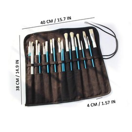 TSLBW Canvas Brush Roll-Up Bag Pockets Artist Paint Brush Roll Up Bag Holder Canvas Pouch Case Paint Brushes Case Artist Paint Brush Holder Organizers for Draw Pen Watercolor Oil Brushes (Black)
