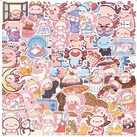 Dear Mia Little Liz | 100 Piezas Axolotl Pegatinas Decorativas | Set de Calcomanías Kawaii Animales de Vinil para Scrapbook Arte y Manualidades Álbumes Tarjetas Proyecto DIY (Axolotl B 100pz)