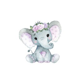 1.875" Round Pre-Cut Baby Elephant Edible Image Cupcake Toppers!