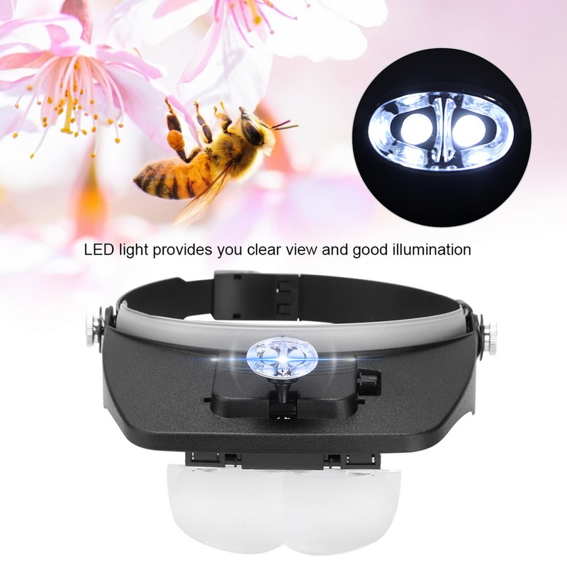 LED Beekeeping Bee Moving Magnifying Glass Head Mounted Magnification Mirror