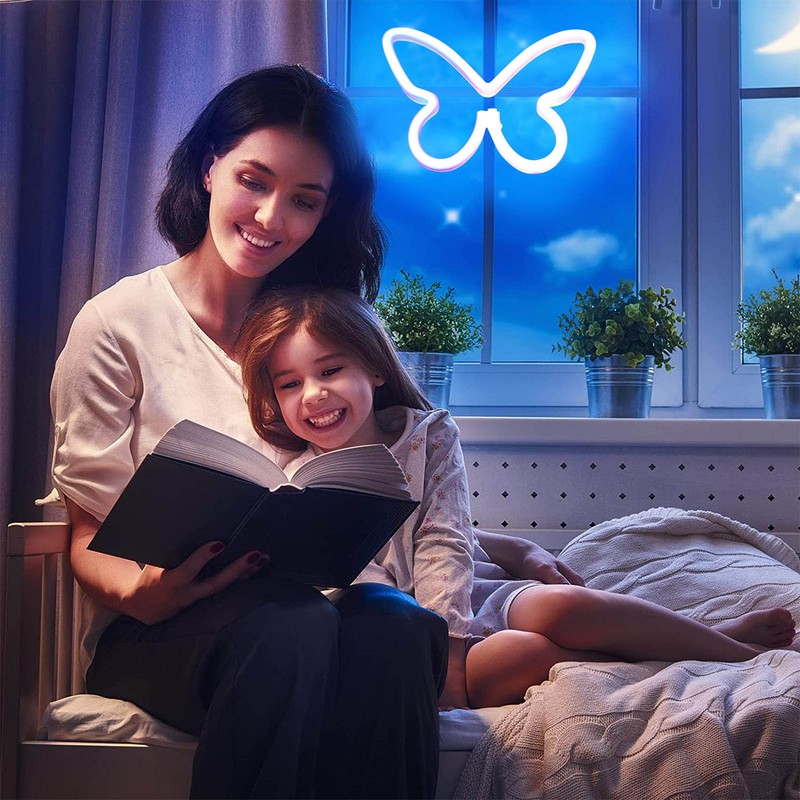 Neon Butterfly Light Pink Blue Neon Sign LED Neon Wall