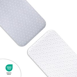 Lovely Hippo 2 x Fitted Sheets 80 x 160 cm 100% Cotton - Set 2X - House Bed 80 x 160 cm Compatible (Constellation Grey, 80 x 160 cm)