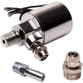 FARBIN Válvula solenoide de bocina de aire de 1/4 pulgadas NPT 12V/24V universalmente eléctrica (solenoide) para bocina de aire de tren, carcasa de metal chapado en cromo (válvula solenoide, 12V/24V)