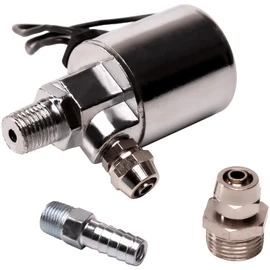 FARBIN Válvula solenoide de bocina de aire de 1/4 pulgadas NPT 12V/24V universalmente eléctrica (solenoide) para bocina de aire de tren, carcasa de metal chapado en cromo (válvula solenoide, 12V/24V)
