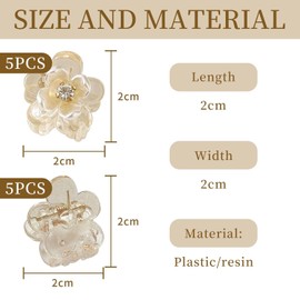 Pack of 10 Camellia Hair Clips, Bright Colour, Rhinestone Flower Hair Clips, Cute Hair Clips for Girls, Cute Pony Grippers, Non-Slip Hair Clips