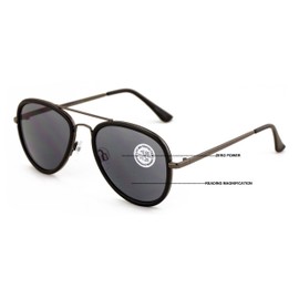 V.W.E. Large Metal Tear Drop Progressive Reading Sunglasses - Zero Power On Top - No Line UV Protection Outdoor Reader 147mm (Gunmetal, 1.50, x)