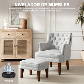 EDINNO Niveladores de Muebles, 20 Piezas Niveladores de Muebles con Tuerca en T, Niveladores de Muebles Ajustables M6, Pies Niveladores Atornillados para Muebles, para Sillas, Mesas, Gabinetes