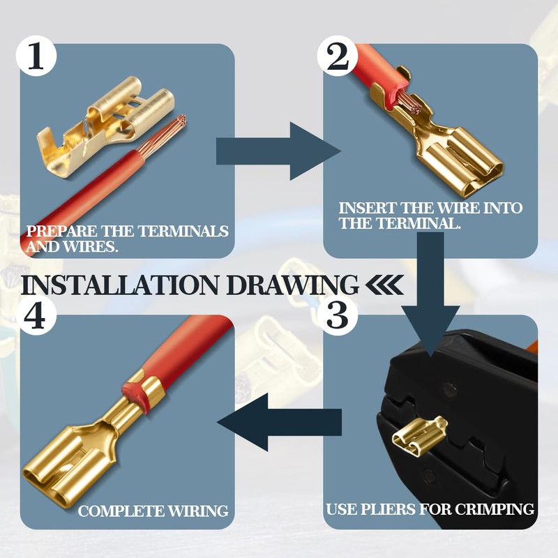 Innfeeltech 100 Pcs Non-Insulated Brass Spade Crimp Terminals, Connector Width