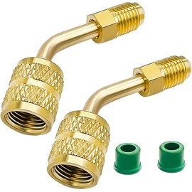 R410a Adapter for Mini Split System, 5/16 Inch SAE Female Quick Couplers to 1/4 Inch SAE Male Flare for HVAC, Mini Split Adapter, R410a Charging Vacuum Port Adapter, with Thimble, 2 Pack