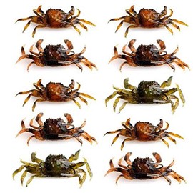 Pojedehy 10 Pcs Crab Bait, 3D Simulation Crab Soft Bait with Pointed Hook, Sea Fish Fishing Tackle Tools