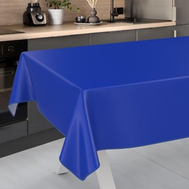 ANRO Oilcloth Tablecloth, Washable, Oilcloth, Garden Tablecloth, Outdoor, Indoor, 200 x 140 cm with Hem, Blue
