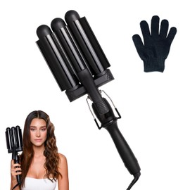 Mermade PRO Hair Waver 1.25" - 3 Barrel Curling Iron 1 1/4 Inch, Ceramic Barrel Waver for Thick, Thin, Long, or Short Hair - 1.25", Black