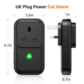 Power Cut Alarm, Electricity Failure Alarm, British Freezer Alarm for Power Cut, Freezer Power Loss Alarm with 110dB Adjustable LED 12H Alert, Monitor for Refrigerator, Pumps, Aquarium