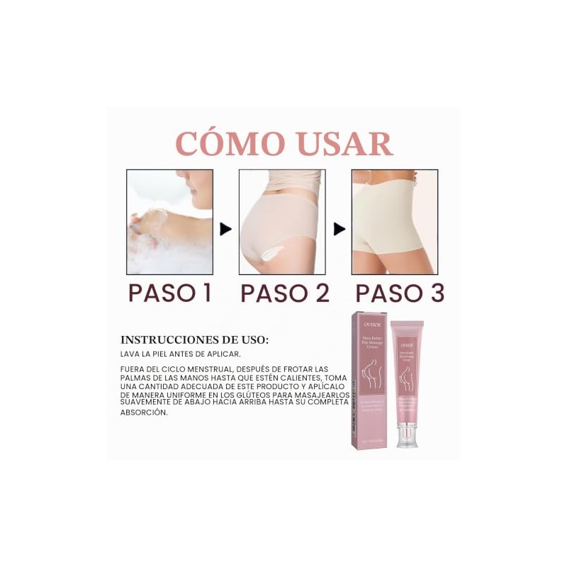 Bluemega Crema Estética de Masaje para Glúteos- Glúteos Suaves y