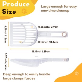 ALXBSONE Cat Litter Scooper Plastic Cat Litter Scoop Non-Slip Handle & Curved Design Cat Deep Shovel Long Handle Poop Sifting(White)