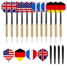 Accmor 12pcs Steel Tip Darts Set, 18 Grams Professional Metal Darts, Metal Tip Darts with 4 Extra Nylon Shafts, 4 Extra Flights in Four Different Patterns