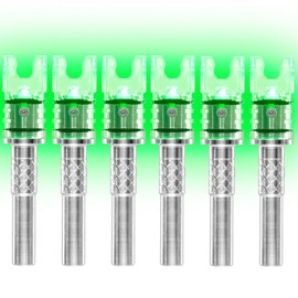 6 PCS Crossbow Lighted Nock Easy Pull Up/Down with .285”/.297”/.300”/.305” Bushings LED Nock Universal Fit for Bolts (Green)