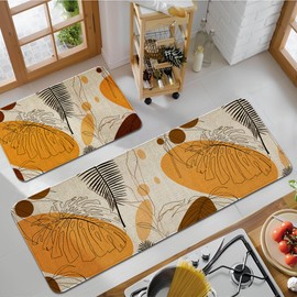 safarsa Kitchen Mats Set of 2 - Non-Slip Washable Rugs, Colorful Decorative Floor Mats, Easy-Clean & Stain-Resistant for Modern Home Decor (17"x30" & 17"x47") Yellow