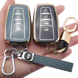 CHENZLIN 2-Pack for Toyota Key Fob Cover Keychain Accessories 4-Button
