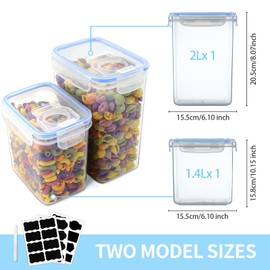 Hibisaws Storage Jars Set of 2, Storage Jars with Lid, Airtight, Storage Box, Kitchen Organiser, BPA-Free Plastic with Lid, Storage Jars, 2 Storage Jars for Food