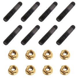 16Pcs High Strength Stud Bolt Pin Screw Exhaust Manifold Nuts Set, 10.9 M10 x 61 8 M10 x 1.5 CU SW13 with Collar