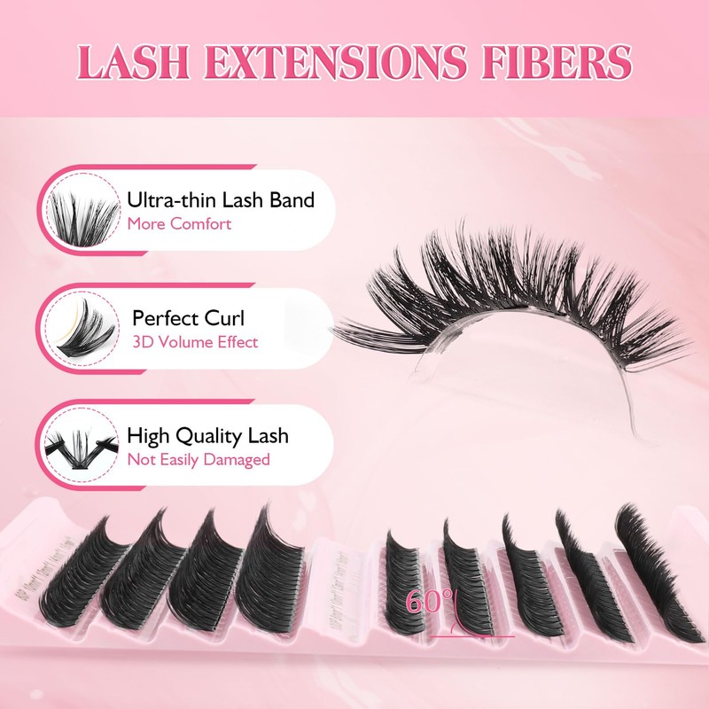 Sixstarhair Individual Eyelashes 80D+100D Thick Cluster Lashes with Bond and