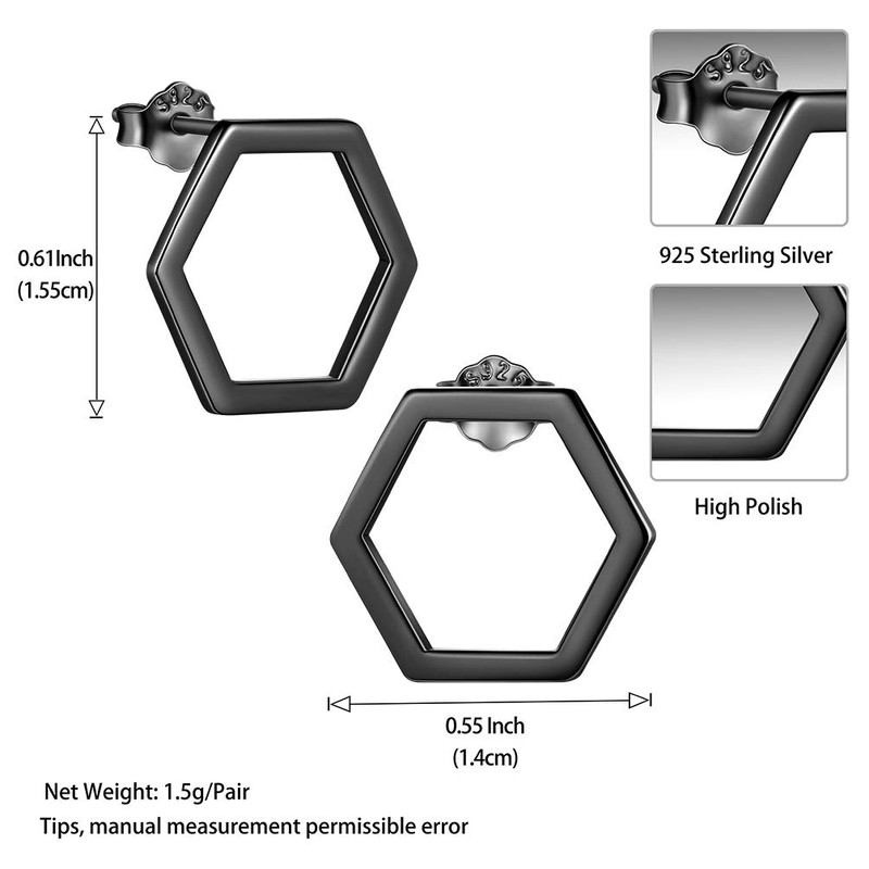 Mens Stud Earrings Hexagon Earrings Stud Women Men Unisex Earrings