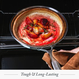 Merten & Storck Tri-Ply Stainless Steel 10” Frying Pan Skillet, Professional Cooking, Multi Clad, Heats Evenly, Drip-Free Pouring Edges, Browning, Induction, Durable, Oven & Dishwasher Safe