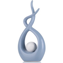 PlivBloom Blue White Modern Sculpture Table Decorations, Ceramic Knick Knacks Statues for Living Room Decor, Tv Stand and Desk Decor, Suitable for Coffee Tables and Shelf Decorations, Great Gift Idea