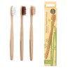 3pk Family Eco-Friendly and Natural Organic Wooden Bamboo Toothbrushes, Biodegradable,