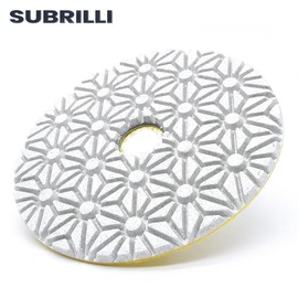 SUBRILLI Dry/Wet 3 Step Diamond Polishing Pads 4" Sanding Discs Grit 1 for Granite Marble Concrete (3-Pcs)