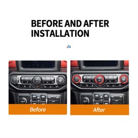 Jawmoy 4 PCS Air Conditioner Spotlight Switch Knob Trim for 2018-2023 Jeep Wrangler JL JLU Gladiator JT, Aluminum Alloy Aminum Alloy AC Button Trims Interior Accessories (Red)