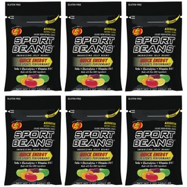 Sport Beans® Energizing Jelly Beans for Exercise with Electrolytes and Vitamins, by Jelly Belly - 6 Assorted Fruity Flavors, Pack of 6 x 1 Ounce Resealable Bags