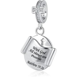 MZC Jewelry Religious Cross Charm Bible Christian Love Heart Dangle Bead for Women Bracelets - Style: Heart