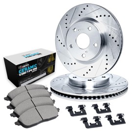 R1 Concepts Front Brakes and Rotors| Hardware Included| Front Euro Ceramic Brake Pads and Rotors Kit| Fits 2017-2024 Alfa Romeo Giulia; 2018-2024 Alfa Romeo Stelvio