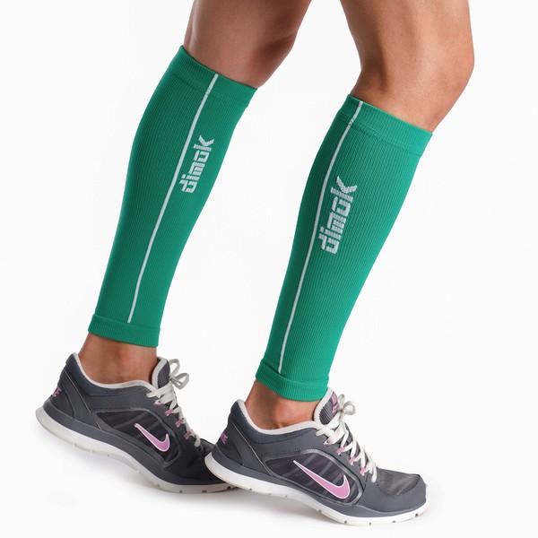 dimok Calf Compression Sleeves - Leg Compression Socks for Calves Women Men - Reduces Shin Splint Muscle Pain - Fast Recovery Better Circulation (Green, L/XL)