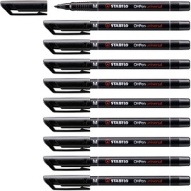 Stabilo OHPen universal permanent, 10 Pack - Marcador permanente (10 Pack, Negro)