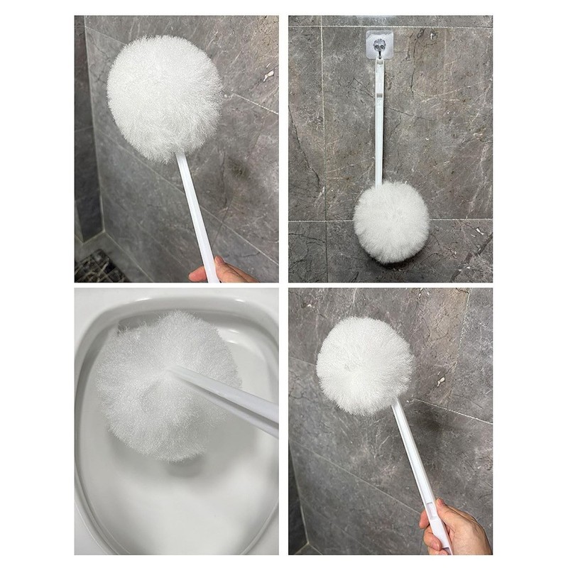 4-Pack Toilet Brush, Soft Polyester Fiber Brush Head Long Handle