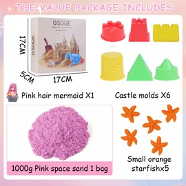 OSDUE Play Sand for Kids Girls, All in One Sand Play Set with 480g Color Magic Sand Toys, Sensory Bin Sand Toys for Boys Girls, Birthday Christmas Presents for Girls 3 4 5 6 7 8 Year Old