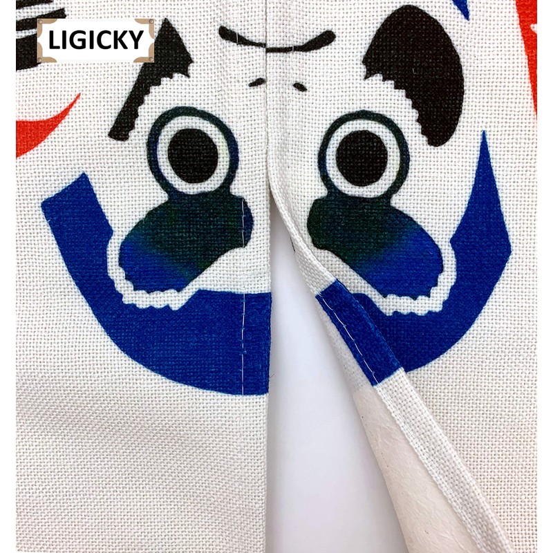 LIGICKY Noren Japanese Style Doorway Curtain Cotton Linen Doll Daruma