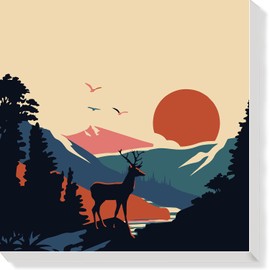 SANWEITU Paint-by-Numbers for Adults Beginner Paint by Number for Adults 12 * 12 inch DIY Elk and Jungle Paint by Number Painting Home Wall Decor Desktop Decoration
