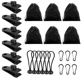 Taicols Borsa per pesi portatile, con 6 tasche per pesi, 6 moschettoni, 6 clip, 6 corde elastiche, accessori da campeggio, borsa per il fissaggio di tende da gazebo all'aperto, telone per tende