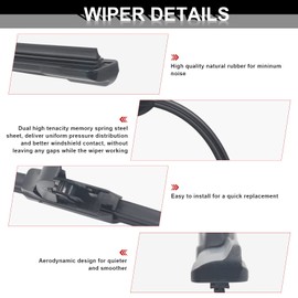 Triumilynn 26"/ 17"/ 12" Windshield Wiper Blades for Ni-ssan Rogue 2015-2021, Ni-ssan Pathfinder 2013-2019 U/J HOOK (Set of 3)