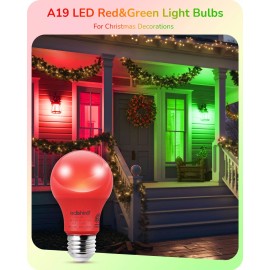 DEWENWILS EDISHINE 4 Pack Red Green Light Bulbs, Non-Dimmable Christmas Decorative Bulbs