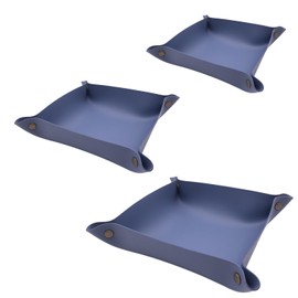 Nyandelmo Accessory Tray for Small Items, Key Holder, Entryway, Accessory Tray, Leather Tray (Smokey Blue)