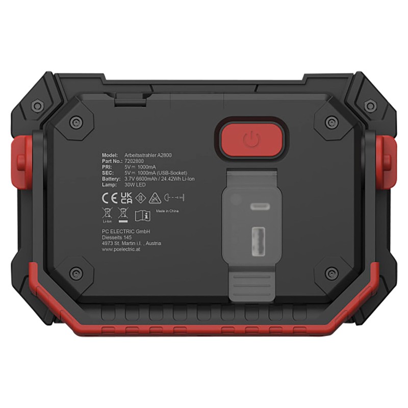 PCE LED Work Light A2800 6600mAh USB-C IP64 Black