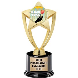 Crown Awards Egg Toss Trophy, 8" Gold Star Egg Toss Trophies with Deluxe Round Base 20 Pack Prime