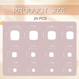GlamRays Sticker Toenails for Women in 12 Sizes, Pack of 24 Matching French Square Acrylic Toenails Tips Stickers Short (Pink-White Ombre)